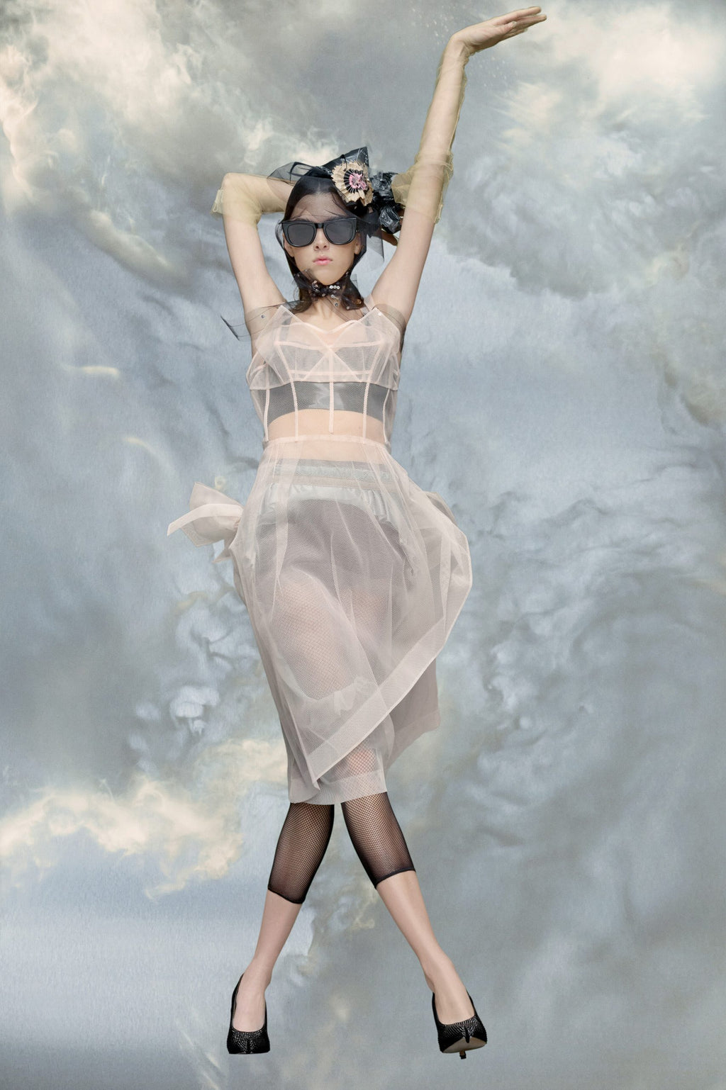 Multicolor Fibres Midi Dress