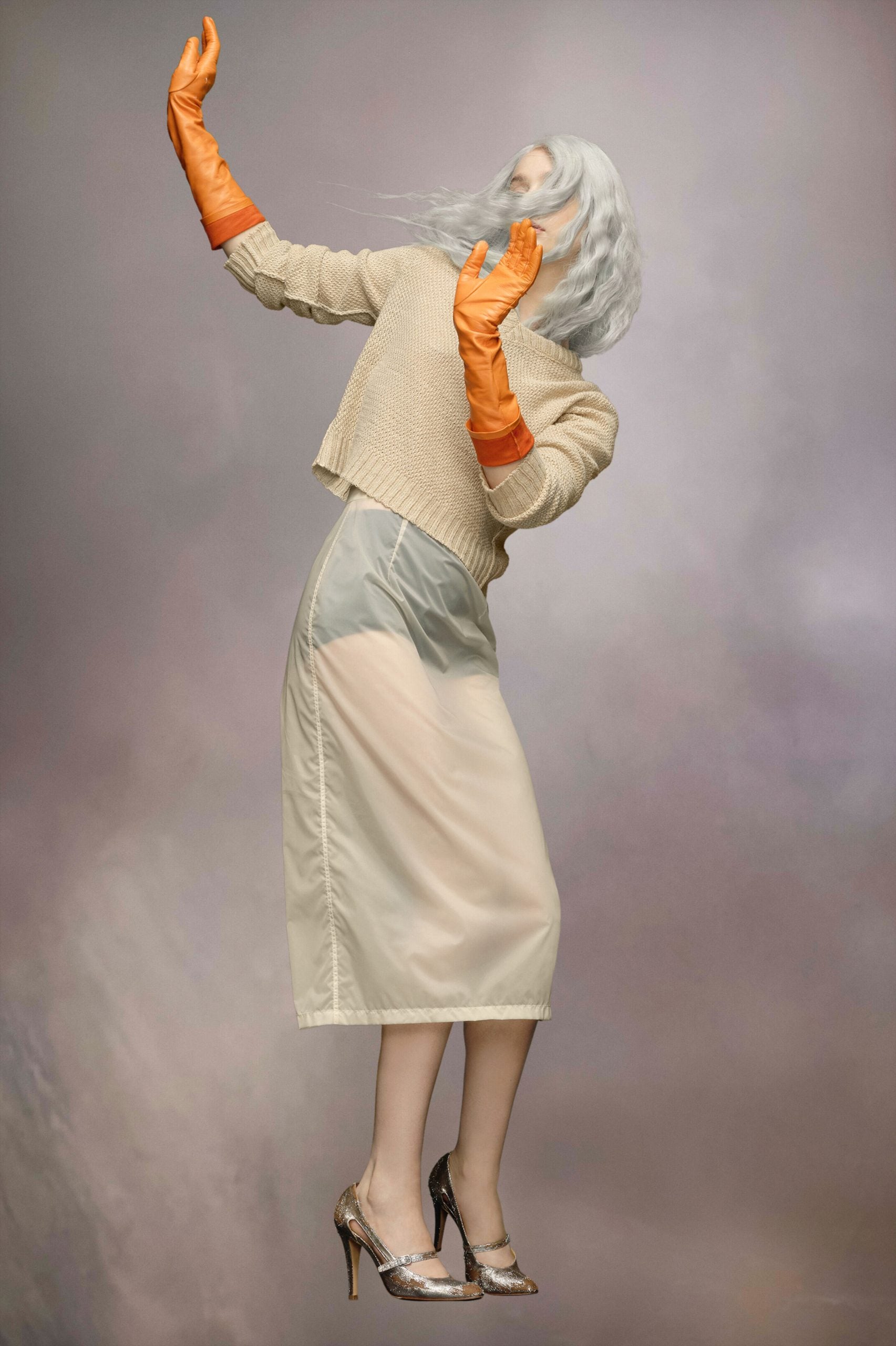 Yellow Fibres Midi Skirt