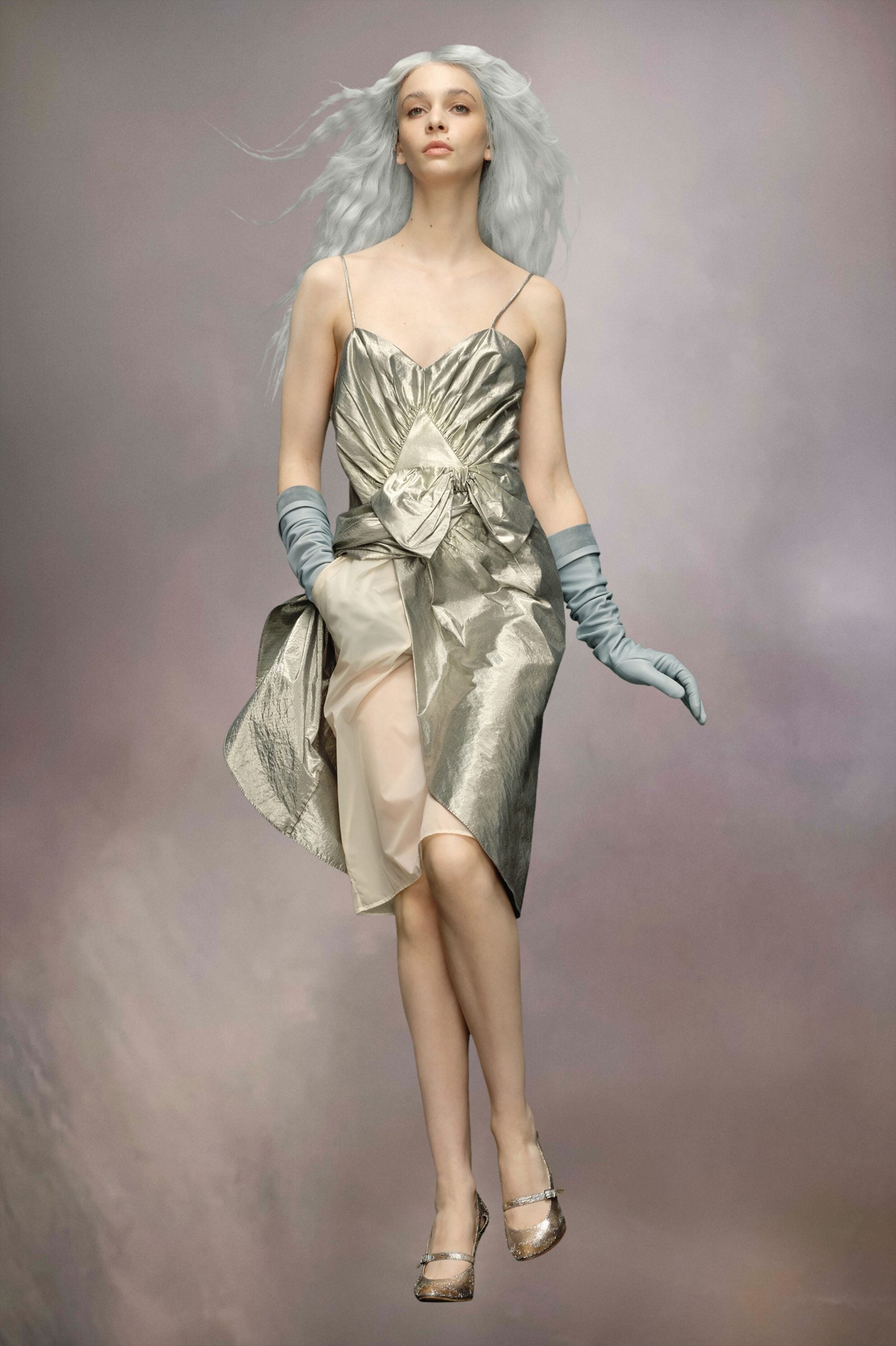 Silver Fibres Midi Skirt