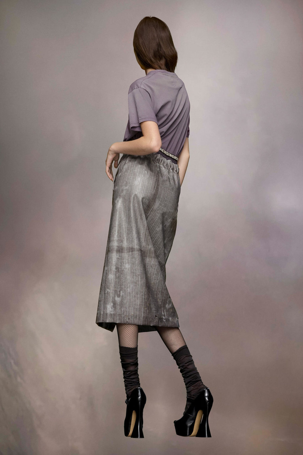 Bicolor Fibres Midi Skirt