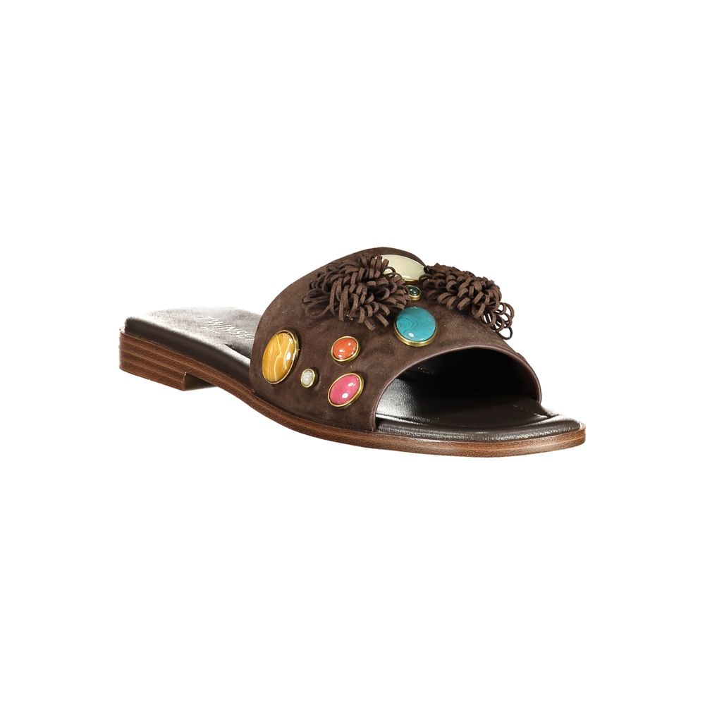 Marrone Leather Women Slipper