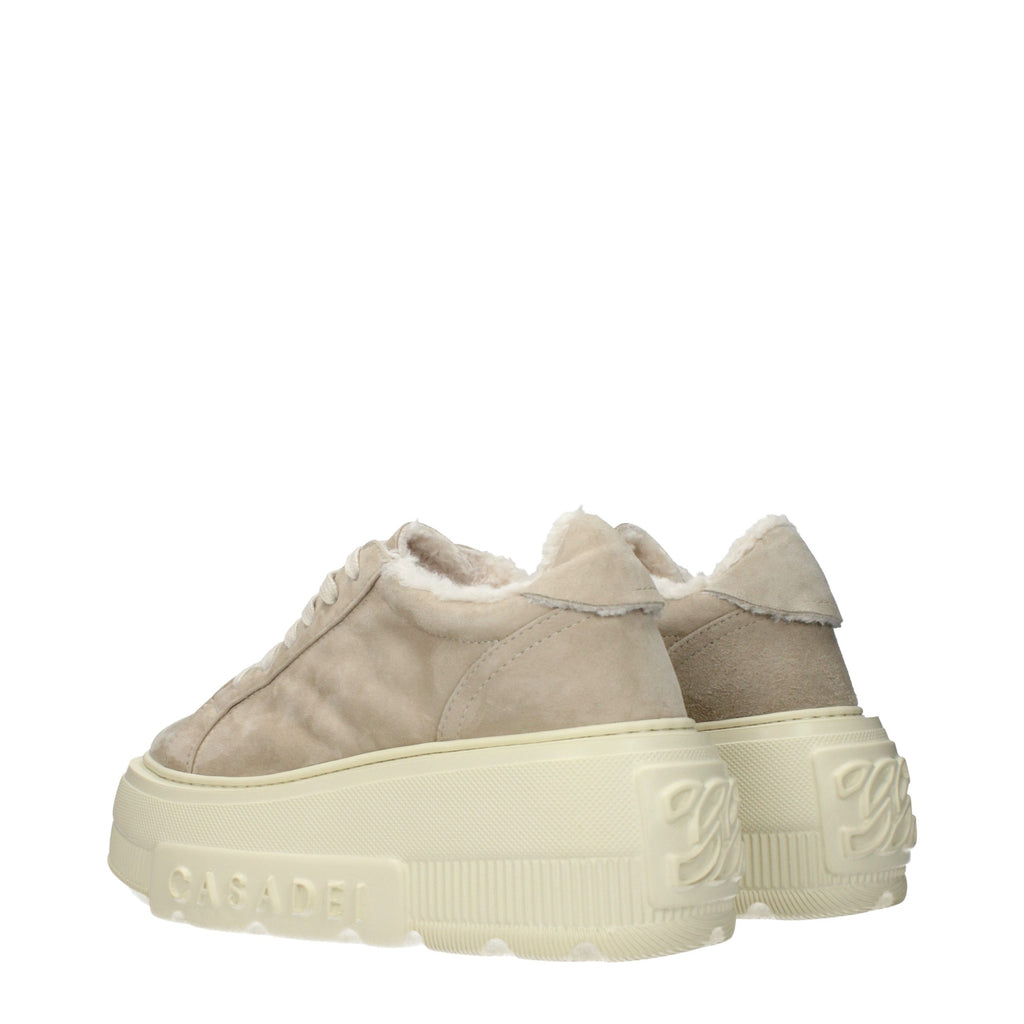 Beige Leather Chunky Sneakers