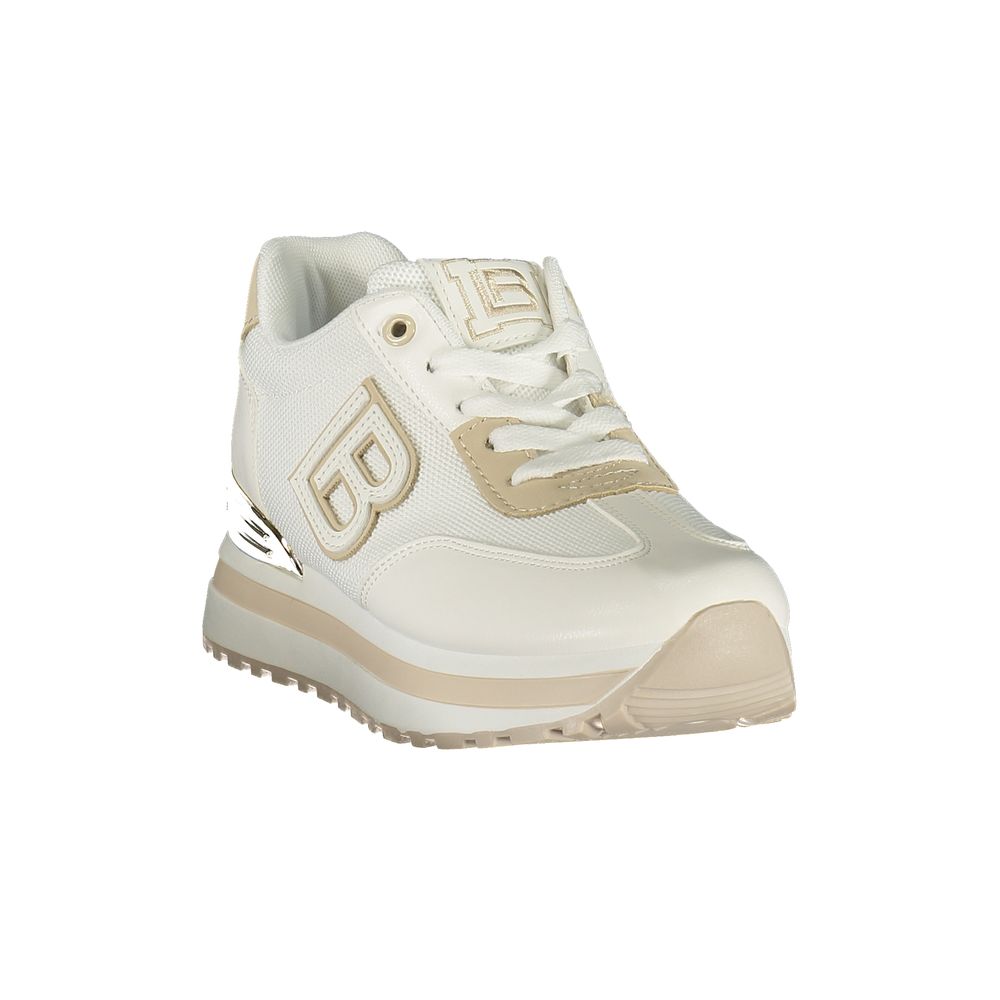 White Polyurethane Women Sneaker