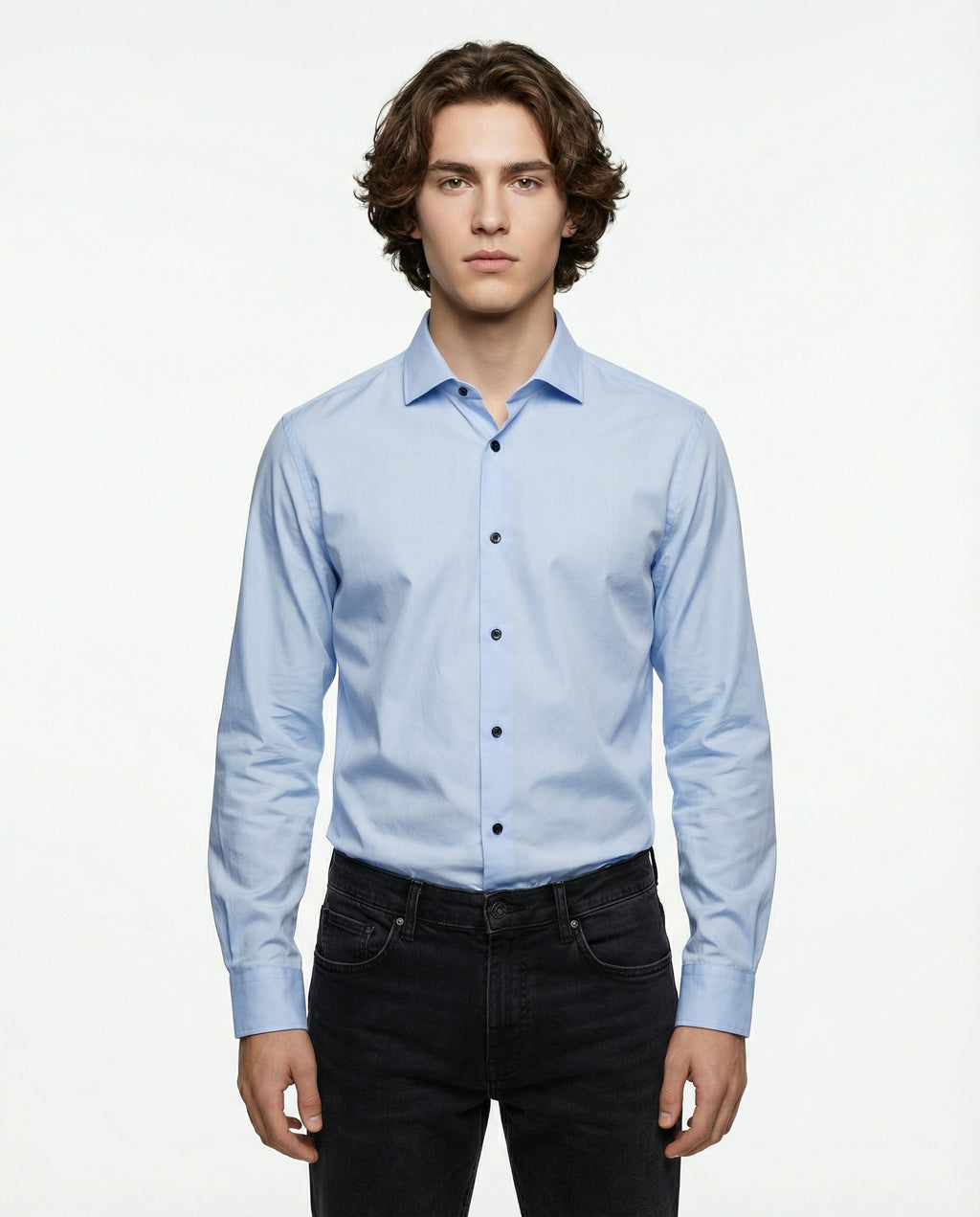 Blue Cotton Dress Shirt