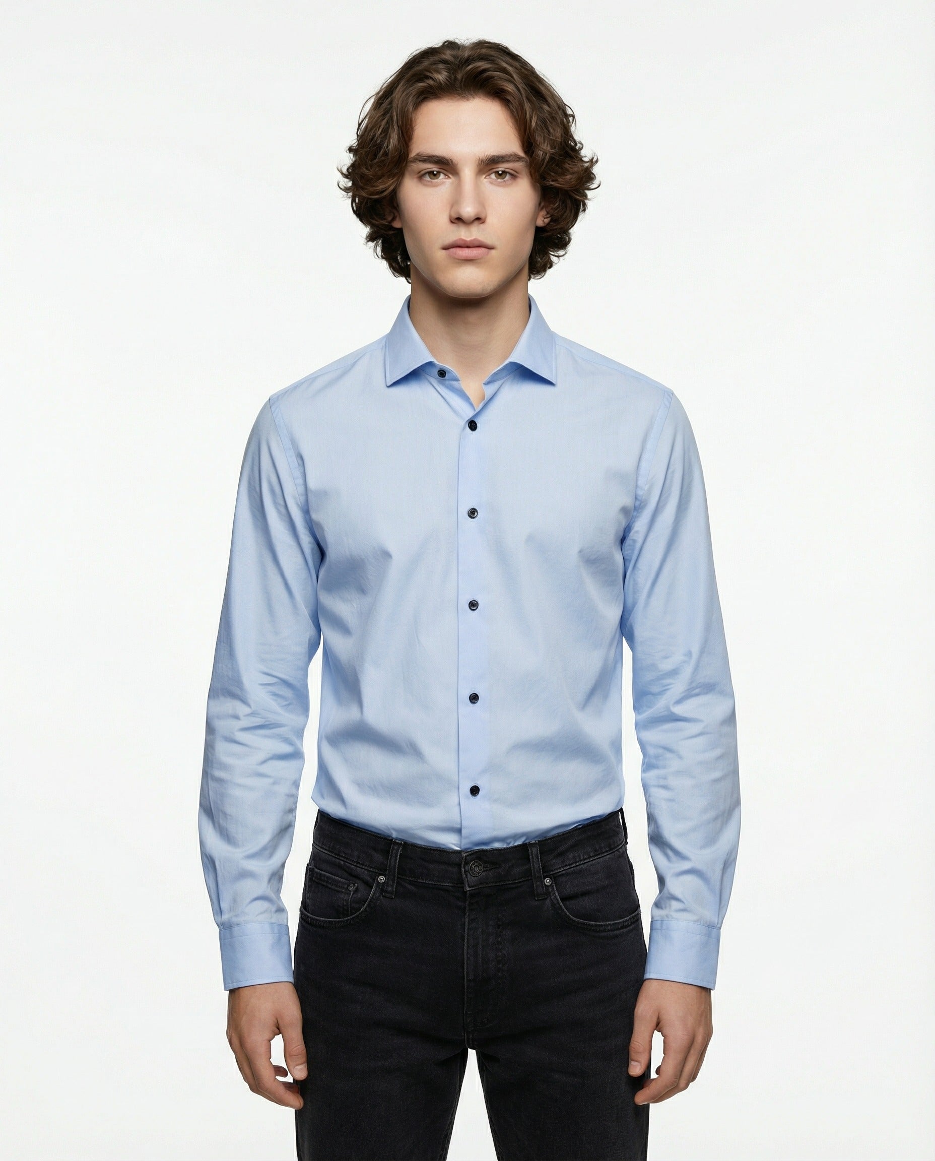 Blue Cotton Dress Shirt