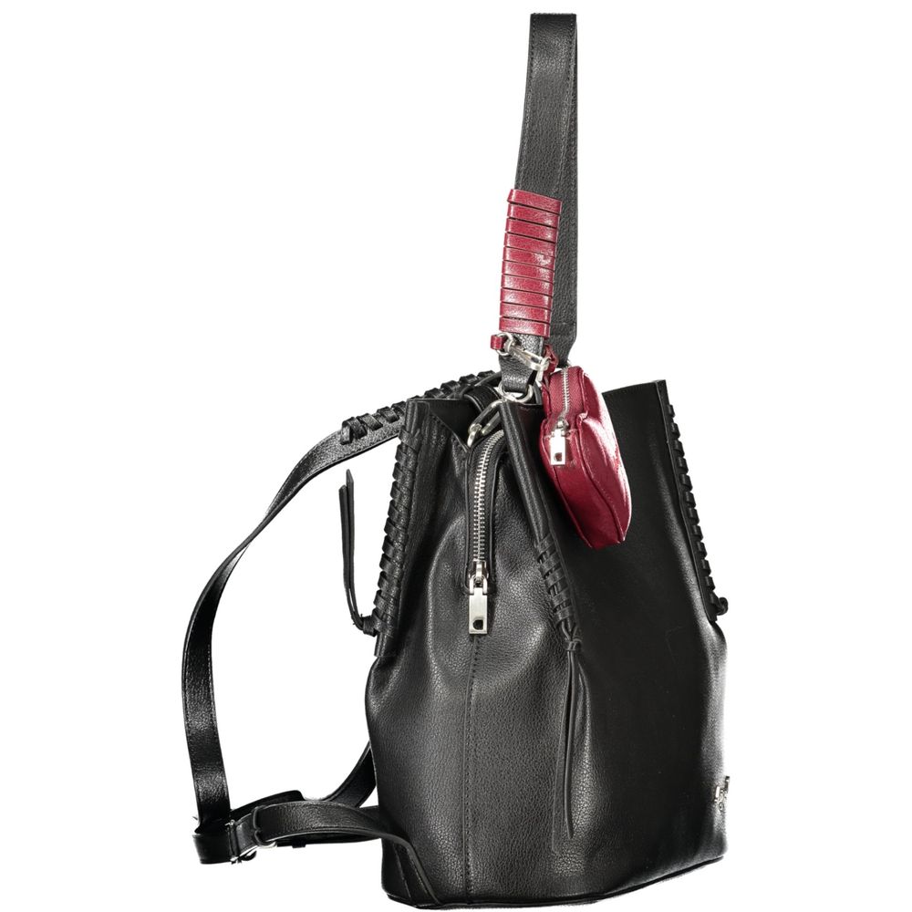 Black Polyurethane Women Backpack