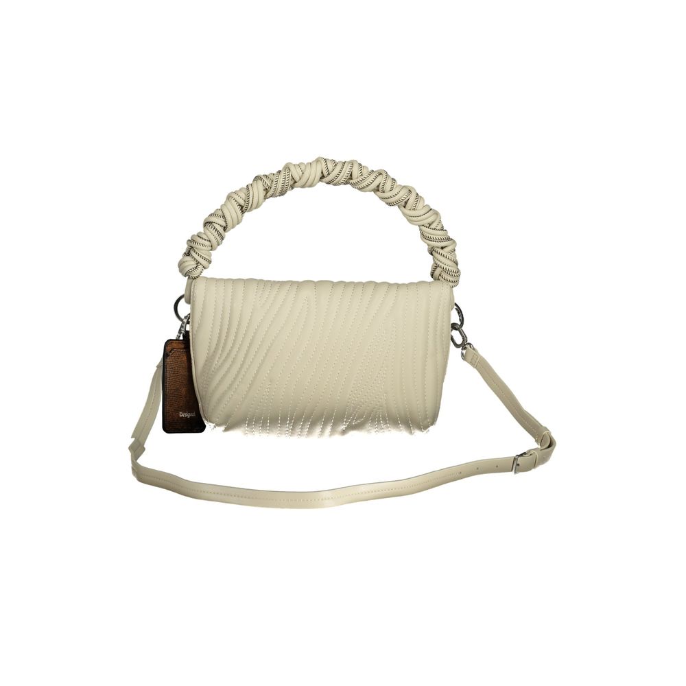 Ecru Polyurethane Women's Handbag