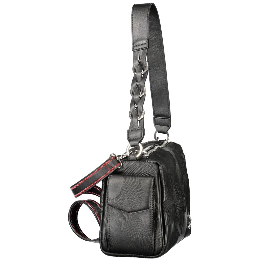 Black Polyurethane Women Handbag