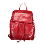 Red Polyurethane Women's Mini Backpack