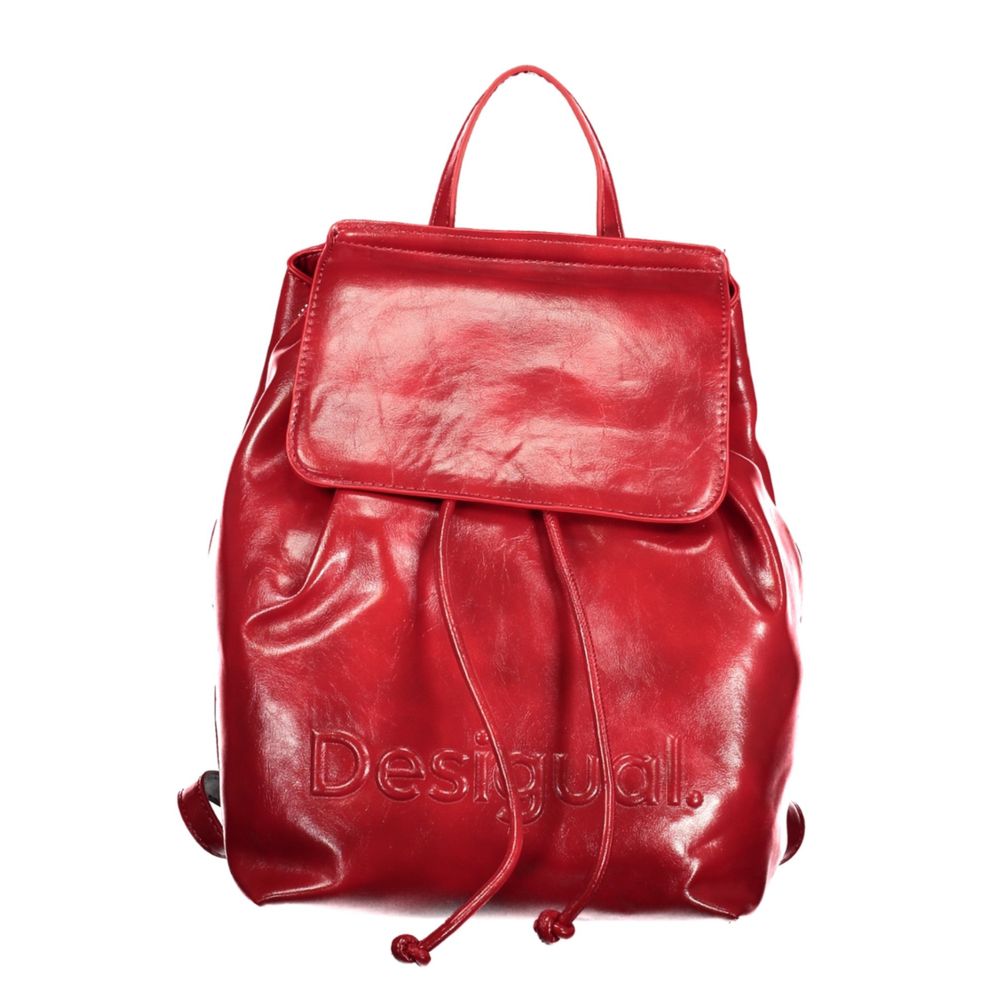 Red Polyurethane Women's Mini Backpack