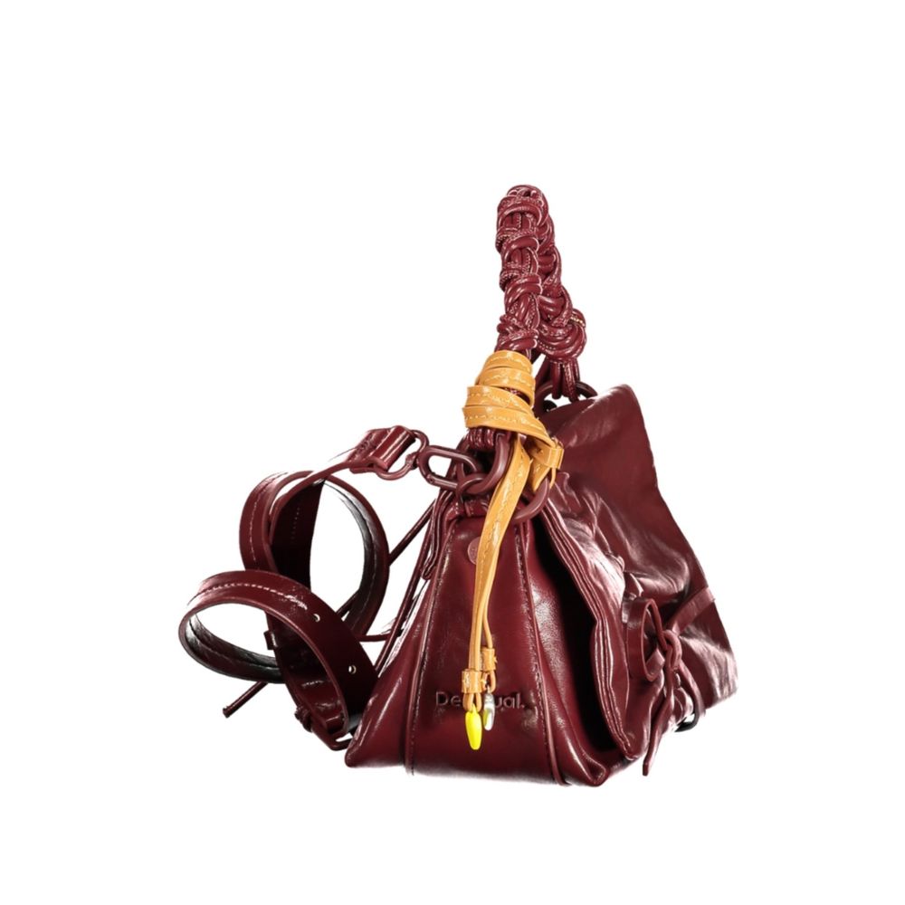 Burgundy Polyurethane Women Mini Bag