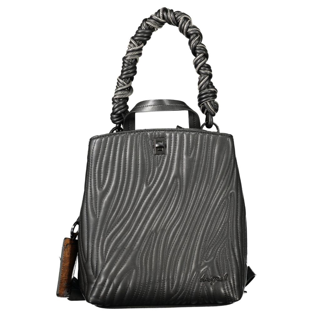 Black Polyurethane Women Mini Backpack