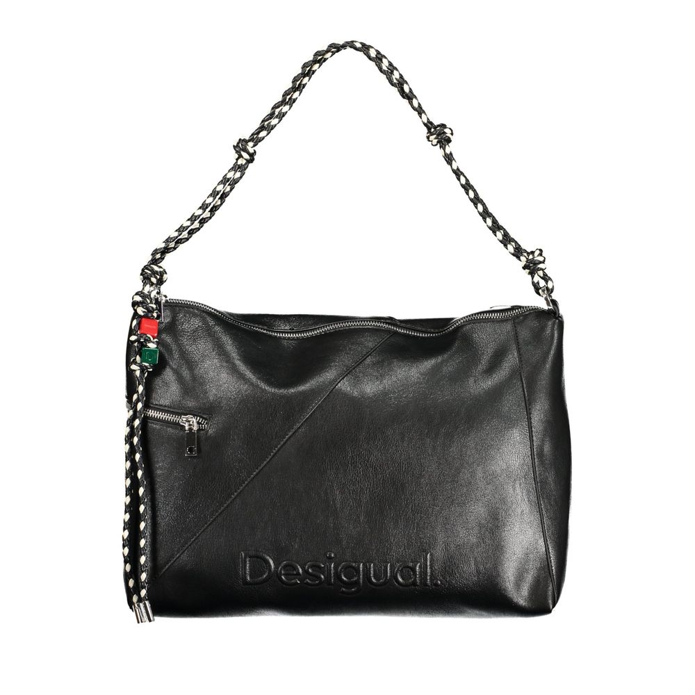 Black Polyurethane Women Handbag
