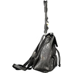 Black Polyurethane Women's Mini Backpack