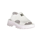 White Polyester Platform Sandals