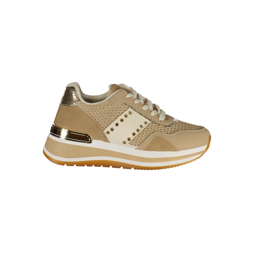 Beige Polyester Athletic Sneakers