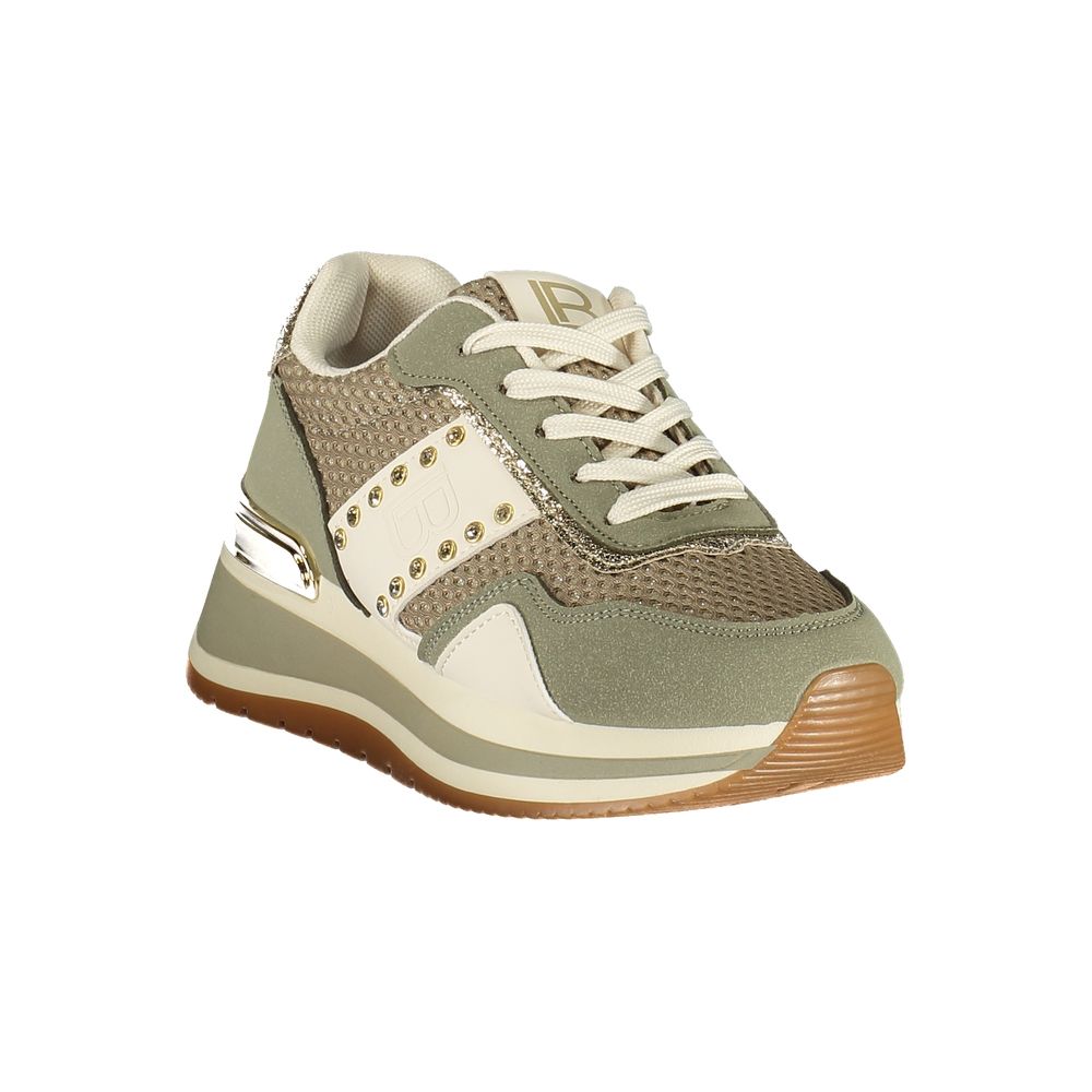 Green Polyester Athletic Sneakers