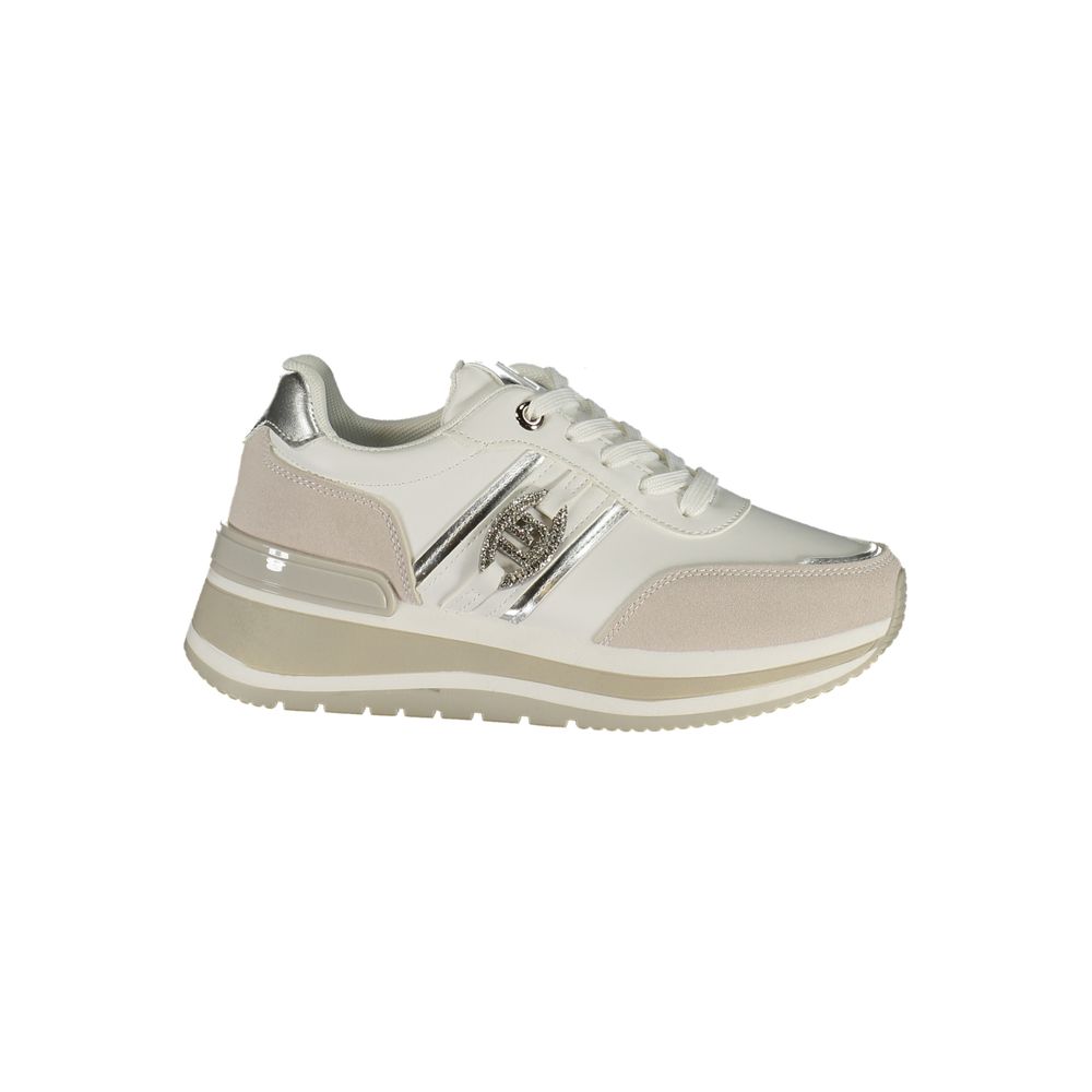 White Polyurethane Women Sneaker