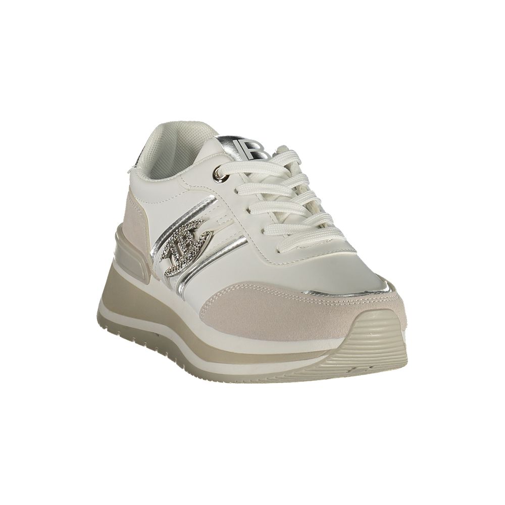 White Polyurethane Women Sneaker