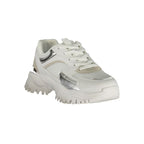 White Polyurethane Women Sneaker
