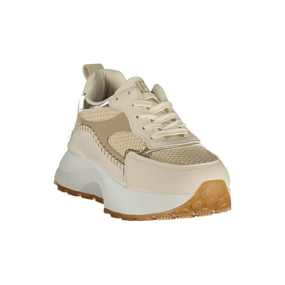 Beige Polyester Athletic Sneakers