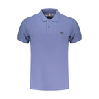 Blue Cotton Men Polo
