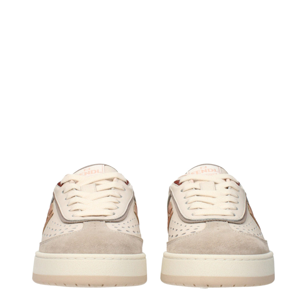 Beige Leather Low Top Sneakers