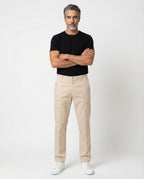 Beige Cotton Casual Pants