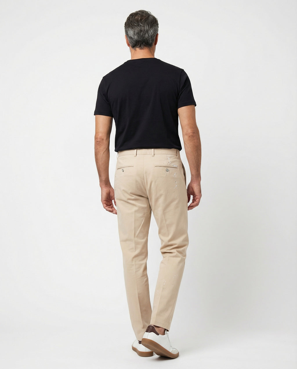 Beige Cotton Casual Pants
