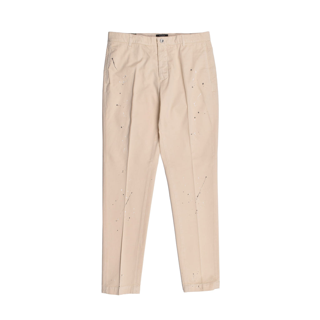 Beige Cotton Casual Pants