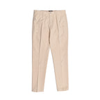 Beige Cotton Casual Pants