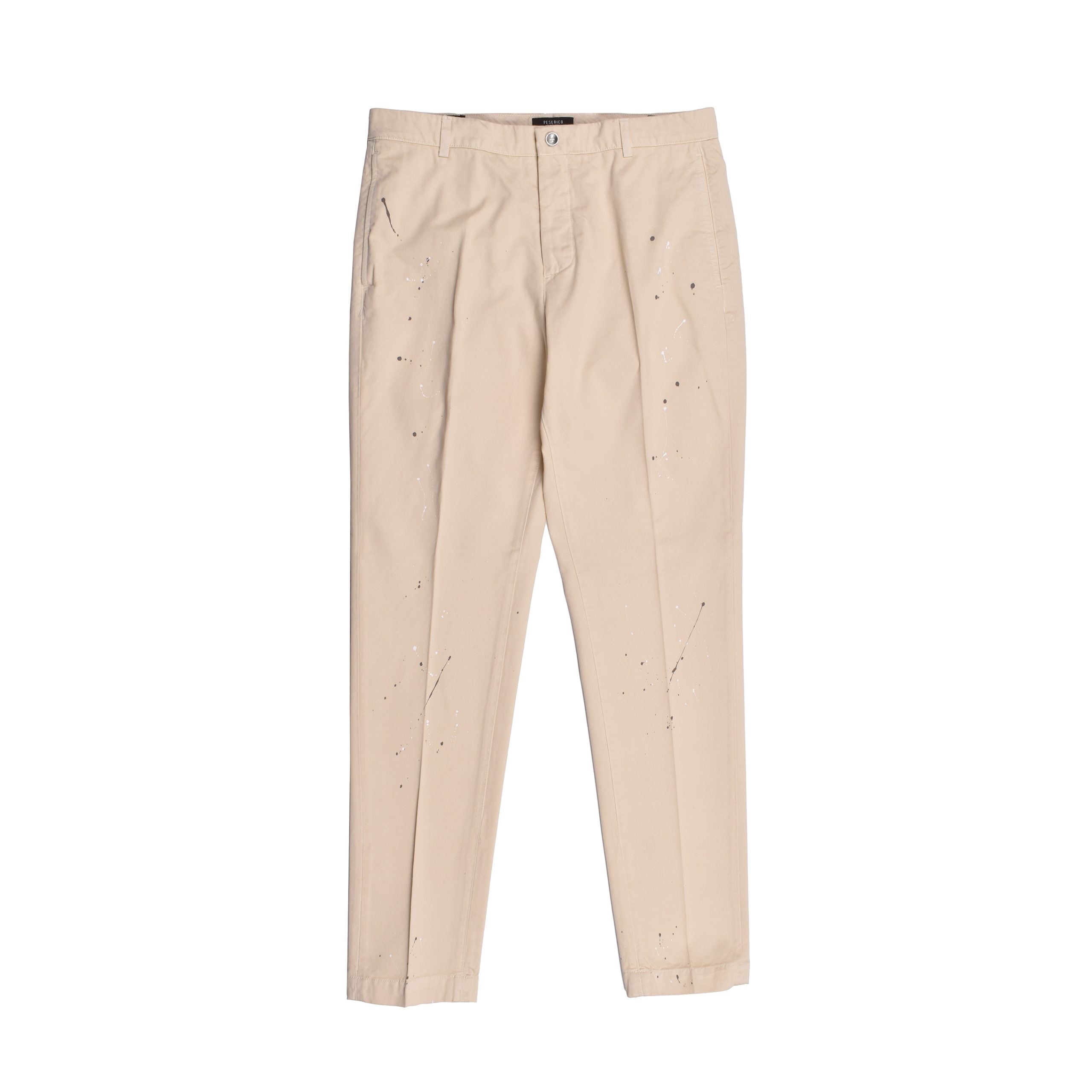 Beige Cotton Casual Pants