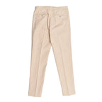 Beige Cotton Casual Pants
