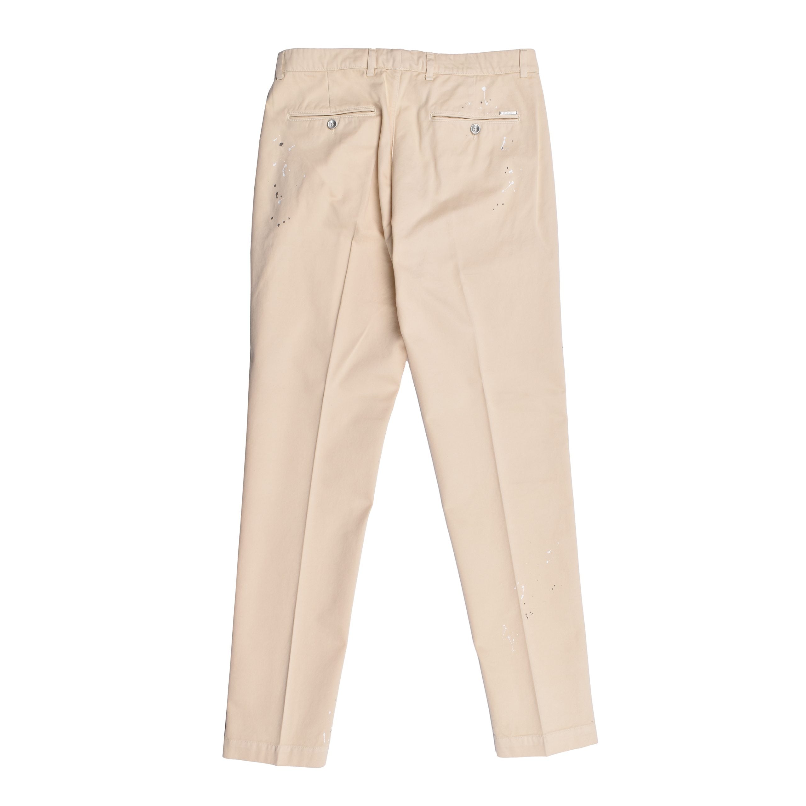 Beige Cotton Casual Pants