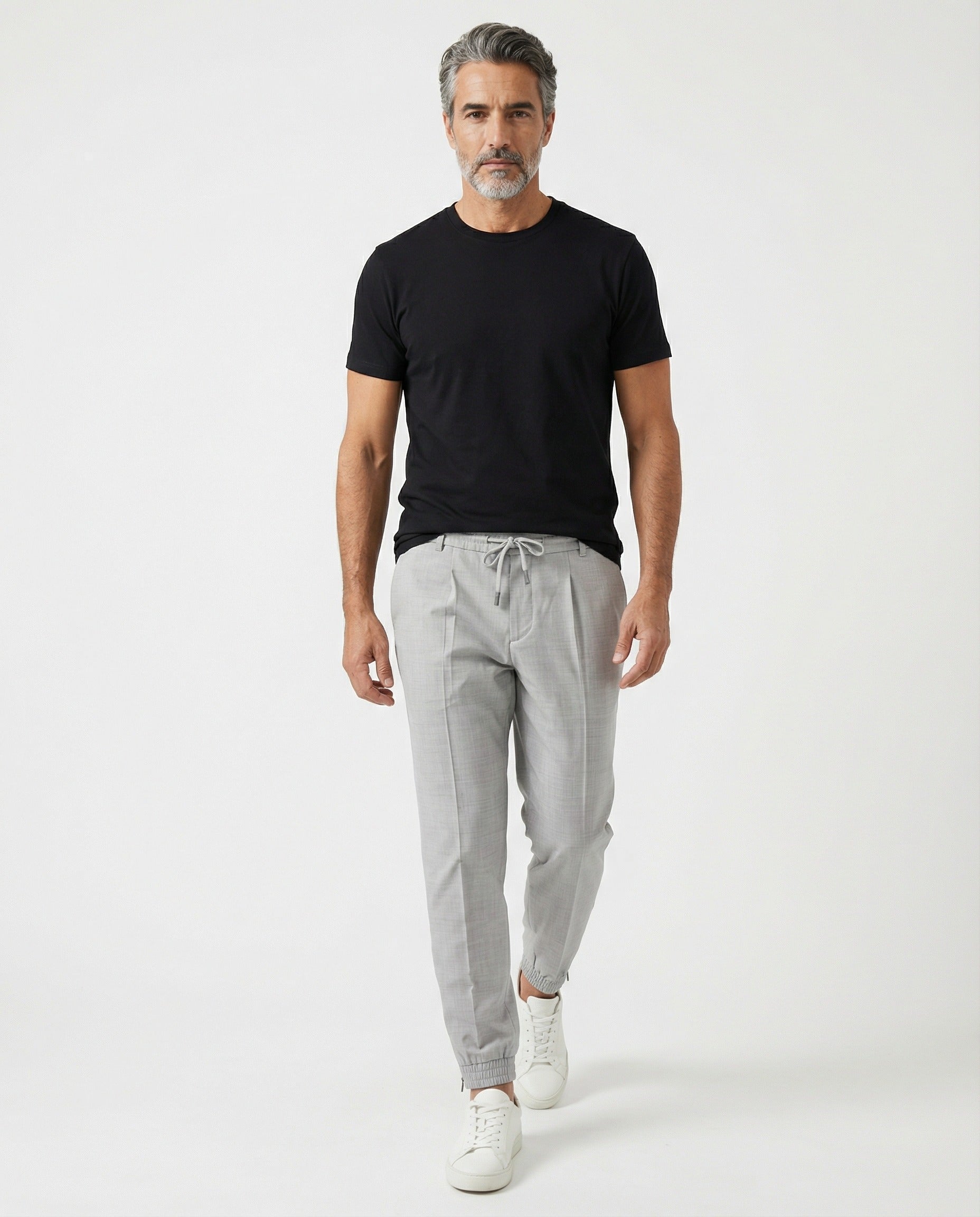 Gray Linen Casual Pants