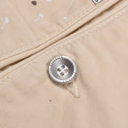 Beige Cotton Casual Pants