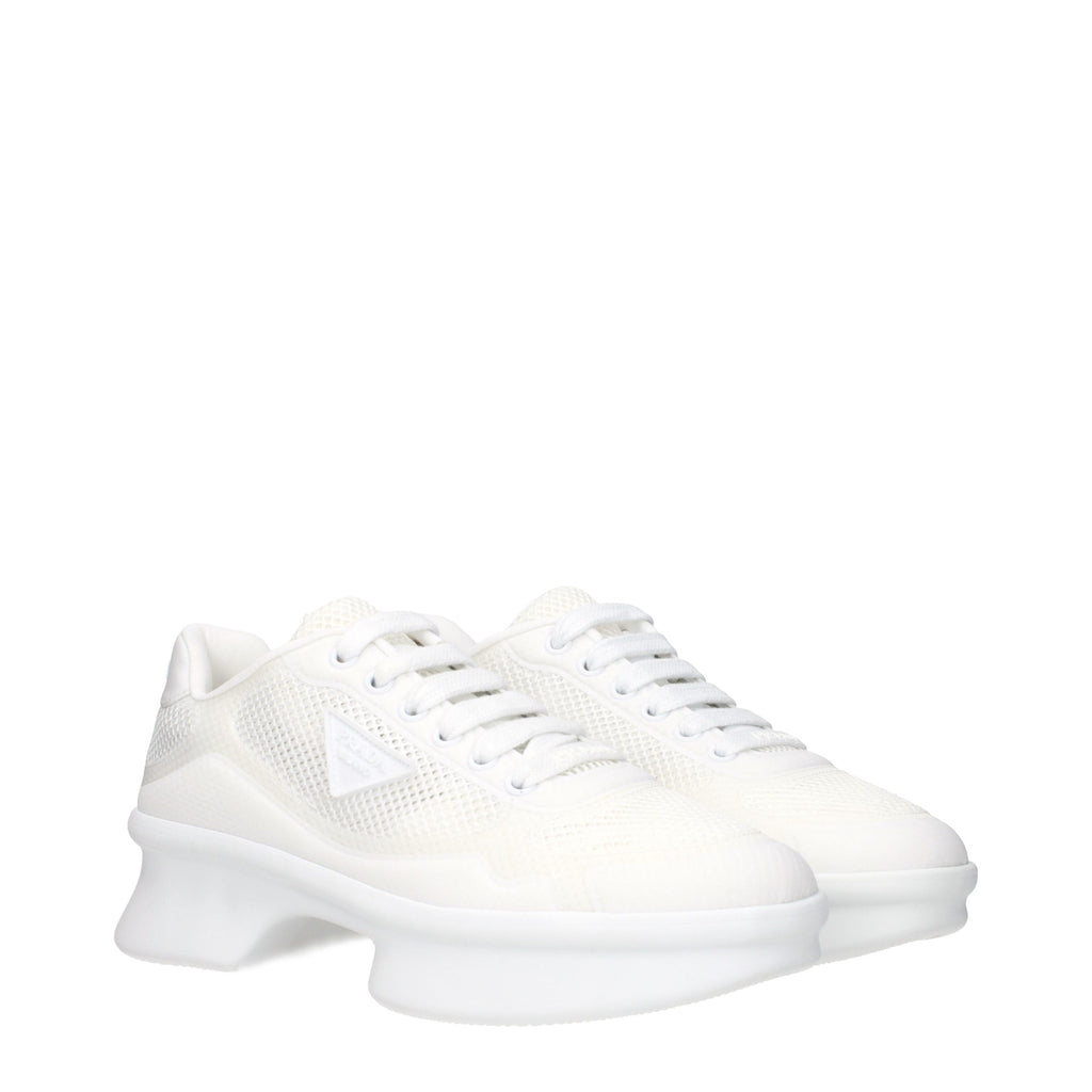 White Fabric Athletic Sneakers