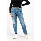 Blue Cotton Boyfriend Jeans