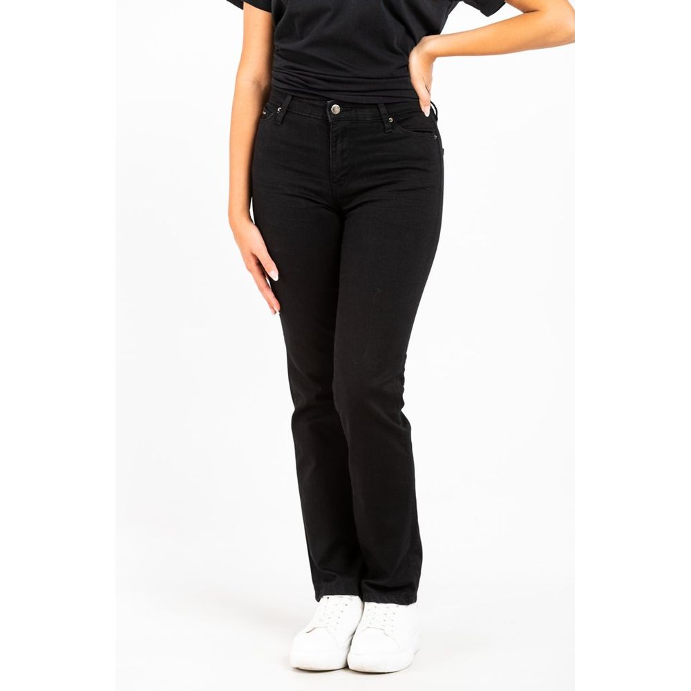 Black Cotton Straight-Leg Jeans