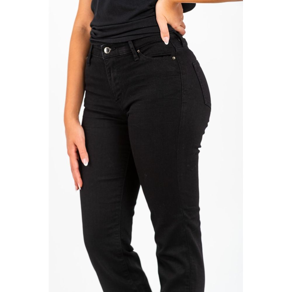 Black Cotton Straight-Leg Jeans
