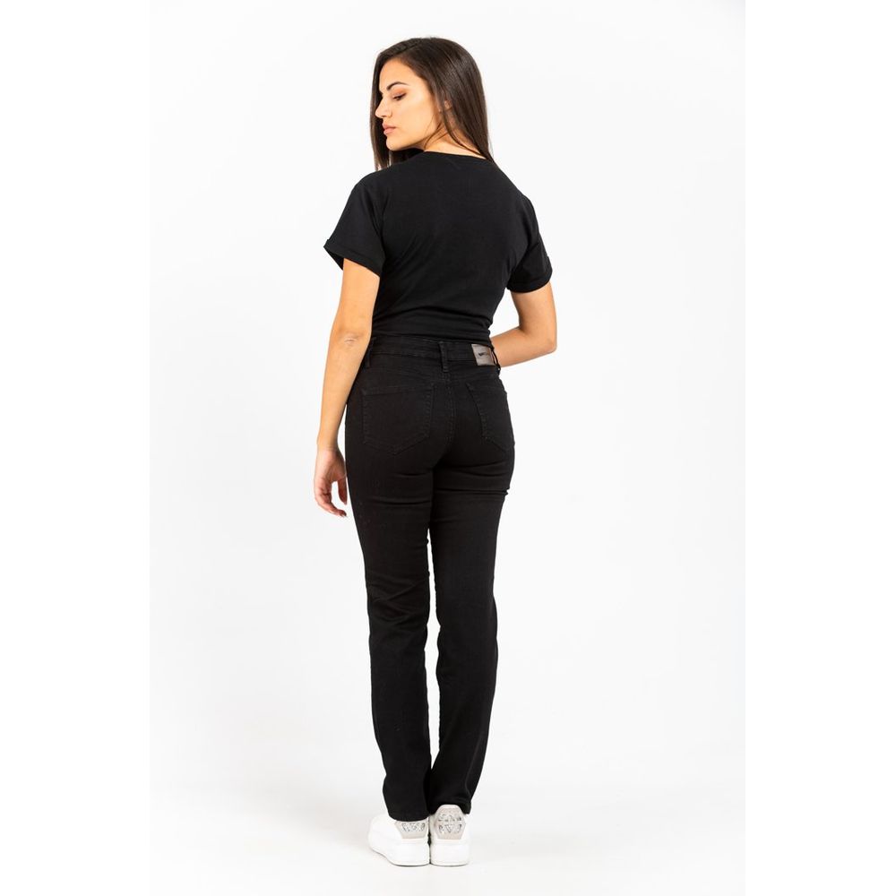 Black Cotton Straight-Leg Jeans