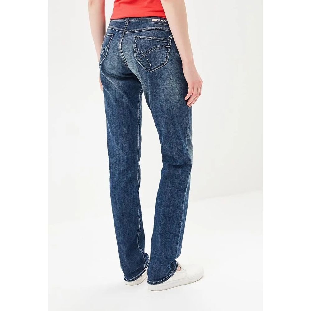 Blue Cotton Straight-Leg Jeans
