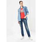 Blue Cotton Straight-Leg Jeans