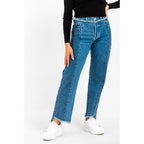 Blue Cotton Straight-Leg Jeans