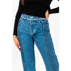 Blue Cotton Straight-Leg Jeans