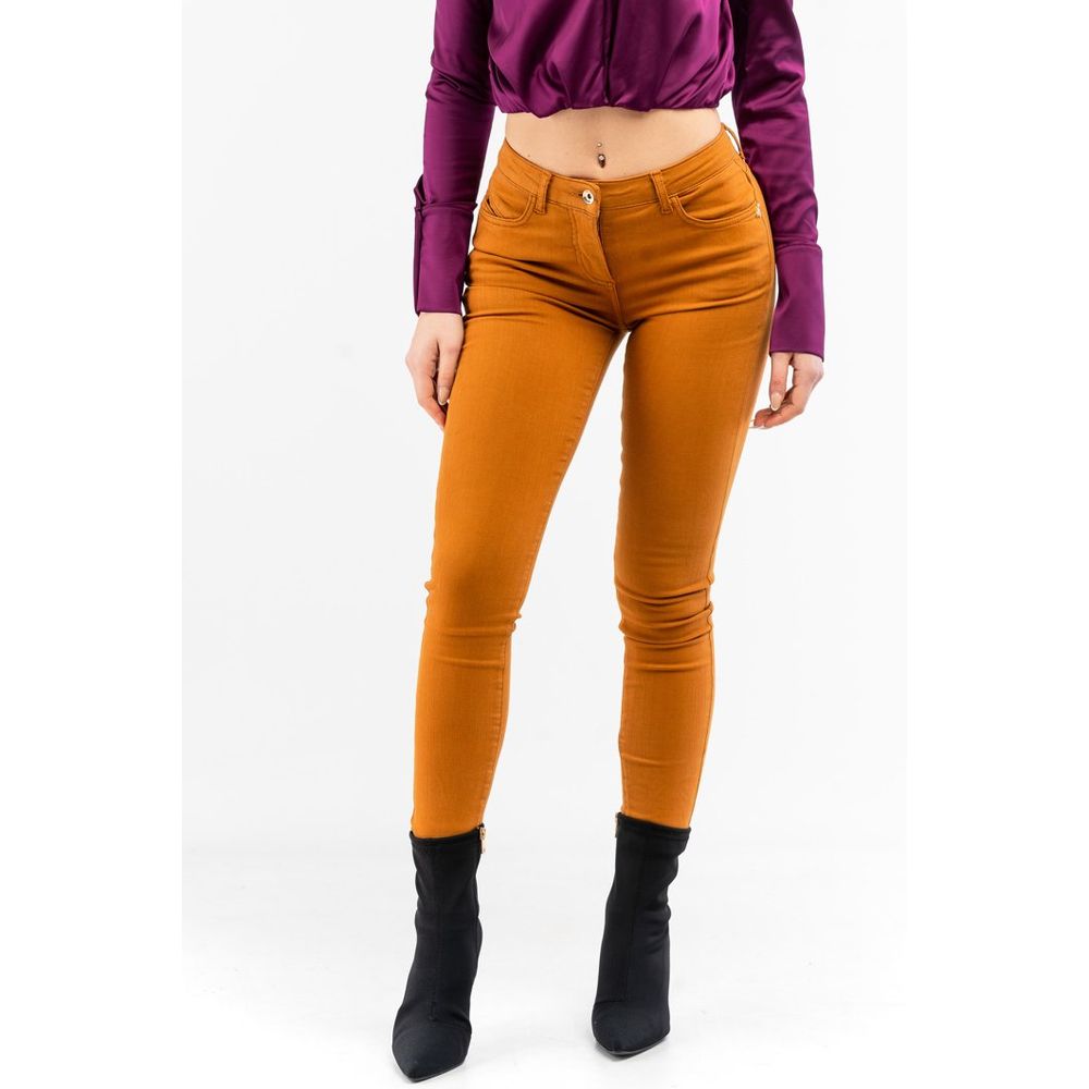 Brown Cotton Skinny Jeans