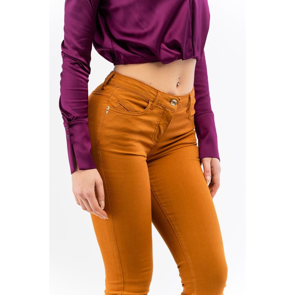 Brown Cotton Skinny Jeans