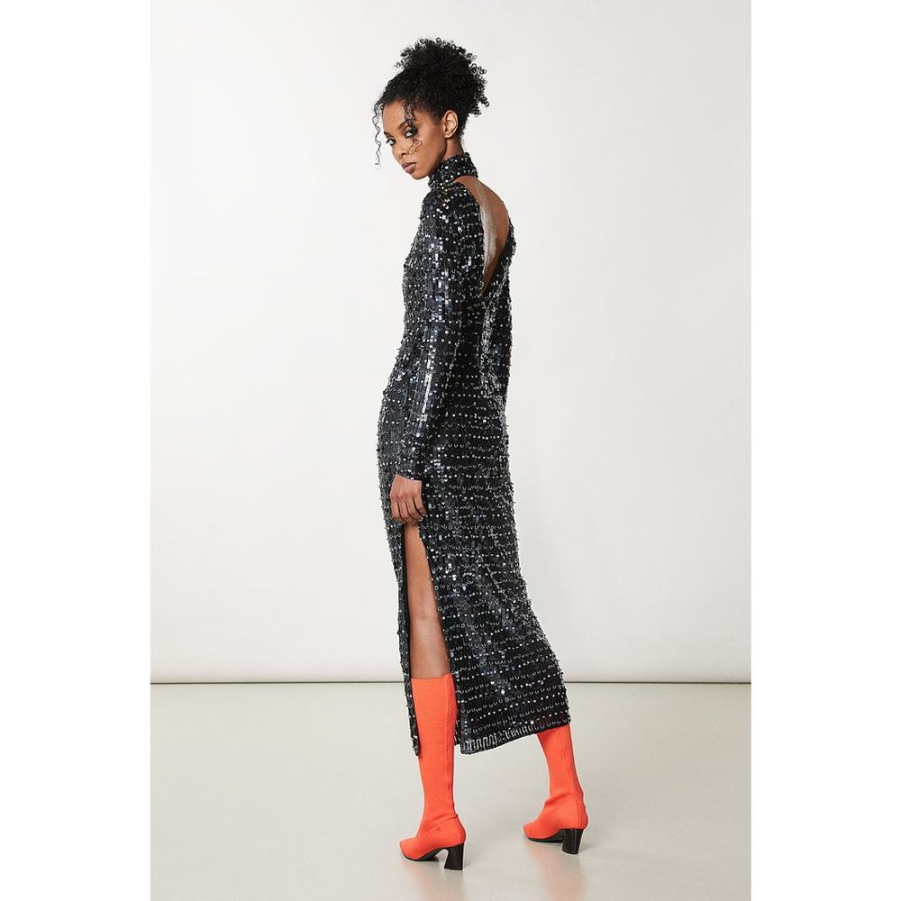 Gold Polyamide Cocktail Dress