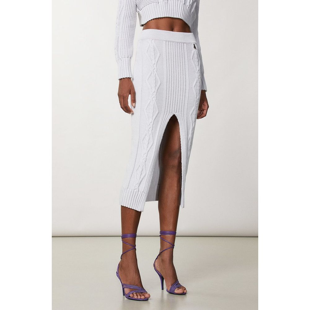 White Viscose Midi Skirt