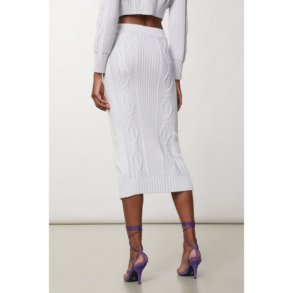 White Viscose Midi Skirt